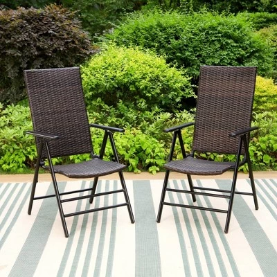 2pk Outdoor Wicker Dining Chairs With Aluminum Frame - Captiva Designs 1 2pk Outdoor Wicker Dining Chairs With Aluminum Frame - Captiva Designs