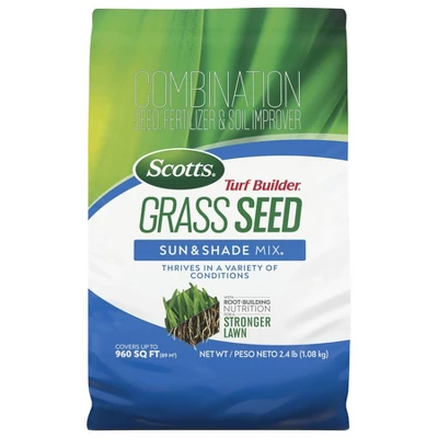 Scotts Turf Builder 2.4lbs Grass Seed Sun And Shade Mix 1 Scotts Turf Builder 2.4lbs Grass Seed Sun And Shade Mix
