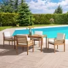 Okemo 5pc Acacia Wood Outdoor Dining Set With Cushions - Natural - Alaterre Furniture