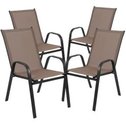 Emma And Oliver 4 Pack Outdoor Stack Chair With Flex Comfort Material - Patio Stack Chair -Outdoor Garden GUEST 459c04b1 1edd 452b ae1d e582f9af82be