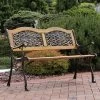 Sunnydaze Decor Sunnydaze 2-Person Ivy Crossweave Design Cast Iron And Wood Frame Outdoor Garden Bench