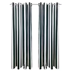 Commonwealth Seascapes Stripes Light Filtering Provide Privacy Satiny Look Grommet Outdoor Panel Pair Black
