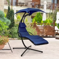 Costway Costway Patio Hanging Lounge Chaise Hammock Chair Removable Canopy Grey/Navy/Turquoise 19 Costway Costway Patio Hanging Lounge Chaise Hammock Chair Removable Canopy Grey/Navy/Turquoise -Outdoor Garden GUEST 46daa013 ac78 49fa 8134 e75fe7f8410e