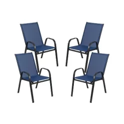 Emma And Oliver 4 Pack Outdoor Stack Chair With Flex Comfort Material - Patio Stack Chair -Outdoor Garden GUEST 473b78fe 7e17 4ffe 8707 22ffbeeb62e2