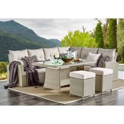 2pk All-Weather Wicker Canaan Outdoor Square Stools With Cushions Brown - Alaterre Furniture -Outdoor Garden GUEST 47416277 fe04 4b61 883c d059e8519f1c