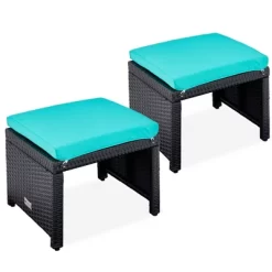 Best Choice Products Set Of 2 Multipurpose Patio Wicker Ottomans W/ Removable Cushions, Steel Frame -Outdoor Garden GUEST 47d6a19d 98a7 410f 985f c1e9bf4d3a8f