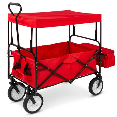 Best Choice Products Folding Utility Cargo Wagon Cart W/ Removable Canopy, Cup Holders 7 Best Choice Products Folding Utility Cargo Wagon Cart W/ Removable Canopy, Cup Holders - Image 7