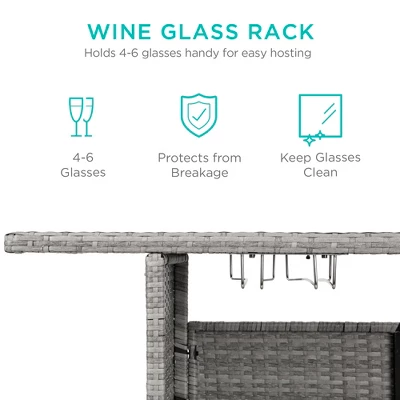 Best Choice Products Outdoor Patio Wicker Bar Counter Table W/ 2 Steel Shelves, 2 Sets Of Rails 5 Best Choice Products Outdoor Patio Wicker Bar Counter Table W/ 2 Steel Shelves, 2 Sets Of Rails - Image 5