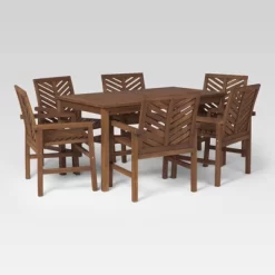 7pc Slatted Chevron Acacia Patio Dining Set - Saracina Home -Outdoor Garden GUEST 4871da67 cad9 4005 bad1 36caadb12835