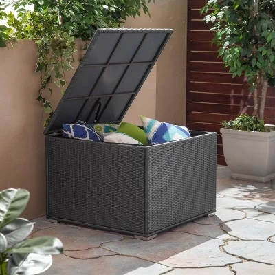 Santa Rosa Wicker Patio Storage Ottoman - Gray - Christopher Knight Home 1 Santa Rosa Wicker Patio Storage Ottoman - Gray - Christopher Knight Home