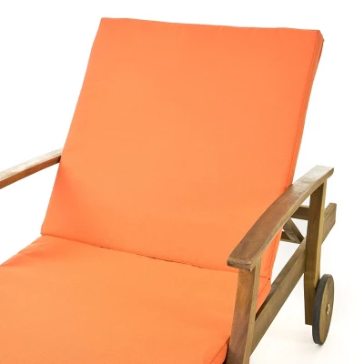 Perla 3pc Outdoor Acacia Wood Chaise Lounge Set With Cushions - Teak/Orange - Christopher Knight Home 10 Perla 3pc Outdoor Acacia Wood Chaise Lounge Set With Cushions - Teak/Orange - Christopher Knight Home - Image 10
