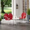 Griffith 3pc Outdoor Conversation Set With Loveseat, Armchair And Accent Table - Bright Red - Crosley