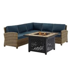Bradenton 4pc Outdoor Wicker Sectional Set With Fire Table - Crosley -Outdoor Garden GUEST 4a395d3a 16cc 44c3 9db2 581bf8455927