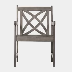 Vifah 5pc Renaissance Acacia Outdoor Patio Dining Set With Stacking Chairs Gray