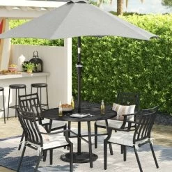 9'x9' Sunbrella Market Patio Umbrella - Black Pole - Smith & Hawken™