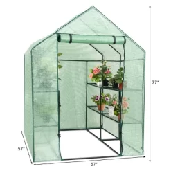 Costway Portable Mini Walk In Outdoor 2 Tier 8 Shelves Greenhouse