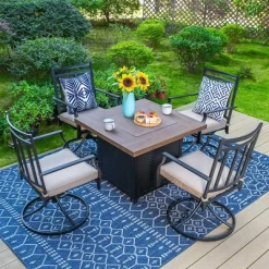 5pc Outdoor Set With Swivel Chairs & 34" Propane Fire Pit Table - Captiva Designs -Outdoor Garden GUEST 4c0a770f 6a1a 4415 aca1 7862daa68483