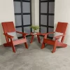 3pc Outdoor Set With Italica Modern Adirondack Chairs & Side Table - Rustic Red - Highwood