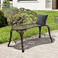 Costway Outdoor Garden Bench Chair Loveseat Cast Aluminum Patio Antique Rose -Outdoor Garden GUEST 4c7a5c81 5669 483a a1b2 b4c4f2c525fb