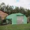 Outsunny Walk-in Tunnel Greenhouse With Zippered Mesh Doors & Roll-up Sidewalls, Upgraded Hot House, Green, 11.5' X 10' X 6.5'