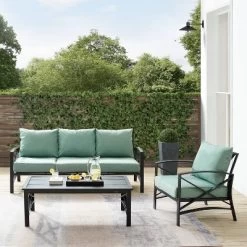 Kaplan 3pc Outdoor Sofa Set With Sofa & Arm Chair With Coffee Table - Mist - Crosley -Outdoor Garden GUEST 4d67999f 4096 4cfa a872 2a911ffebd3a