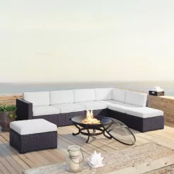 6pc Biscayne Outdoor Steel Conversation Set With Fire Pit - Crosley
