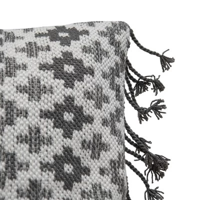 24x24 Inches Hand Woven Gray Polyester With Polyester Fill Pillow - Foreside Home & Garden 1 24x24 Inches Hand Woven Gray Polyester With Polyester Fill Pillow - Foreside Home & Garden