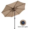 Nature Spring Patio Umbrella With Solar LED Lights - 9', Beige