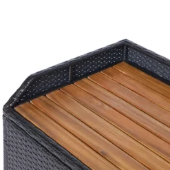 Outsunny Outdoor Storage Bench Wicker Deck Boxes With Wooden Seat, Gas Spring, Rattan Container Bin With Lip, Ideal For Storing Tools, Accessories And Toys -Outdoor Garden GUEST 4f478aeb ad7f 464e 858d e0cc9c3f4e8f