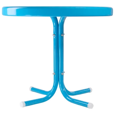 Northlight 22" Round Outdoor Retro Steel Tulip Side Table, Turquoise Blue 2 Northlight 22" Round Outdoor Retro Steel Tulip Side Table, Turquoise Blue - Image 2