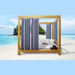 Commonwealth Seascapes Stripes Light Filtering Satiny Look Provide Privacy Grommet Outdoor Panel Pair Indigo -Outdoor Garden GUEST 50038eec 2094 4e4f 80d4 041cae741c4c