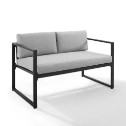 Hamilton Outdoor Metal 4 Piece Conversation Set - Matte Black - Crosley -Outdoor Garden GUEST 505b07c0 8a12 41a6 9b05 f31d35174b25