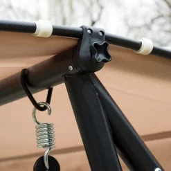 Outsunny 3 Seat Outdoor Free Standing Swing Bench Porch Swing With Stand, Comfortable Cushioned Fabric & Included Canopy -Outdoor Garden GUEST 50f46d6e 4f84 45c9 bb80 6fc44cfbb0dc