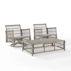 3pc Thatcher Outdoor Steel Conversation Set Creme/Driftwood - Crosley -Outdoor Garden GUEST 50f7c5d5 0a8c 4abd a99b 0ea79bcc9a99