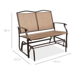 Best Choice Products 2-Person Outdoor Swing Glider, Patio Loveseat, Steel Bench Rocker For Porch W/ Armrests -Outdoor Garden GUEST 51023446 1222 4adf 9c8b 98de5b99cb00