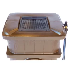 FCMP Outdoor WG4000 45 Gallon Wood Grain Outdoor Home Rain Water Catcher Barrel Flat Back Container With Spigots And Mesh Screen, Brown -Outdoor Garden GUEST 51611b22 8927 4cc9 b8c7 807d2d4696b6