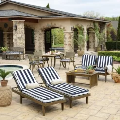 20" X 20" ProFoam Outdoor Dining Seat Cushion Cabana Blue - Arden Selections -Outdoor Garden GUEST 516ffdee 1c3e 4d24 9a70 6a0e35603b1f