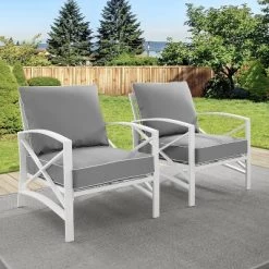 Crosley 2pc Kaplan Outdoor Patio Chair Set -Outdoor Garden GUEST 51ed8904 5b9d 4d3c 9438 991234ccb1b4