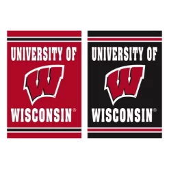 Evergreen Embossed Suede Flag, House Size, University Of Wisconsin-Madison