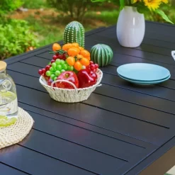 Captiva Designs 9pc Steel Outdoor Patio Dining Set With Extendable Table & Wicker Rattan Chairs With Cushions -Outdoor Garden GUEST 5276d8ba a5b8 4eff b44a 94c430be7684