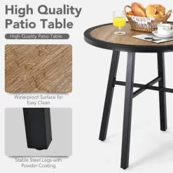 Costway 29'' Patio Round Bistro Metal Table Wood-Like Top Garden Deck Backyard 13 Costway 29'' Patio Round Bistro Metal Table Wood-Like Top Garden Deck Backyard -Outdoor Garden GUEST 5293fc97 ef81 4abe a44f cfd1fe0c589e