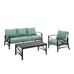 Kaplan 3pc Outdoor Sofa Set With Sofa & Arm Chair With Coffee Table - Mist - Crosley -Outdoor Garden GUEST 5394731f 04d2 4b25 b34d f958151d6a67