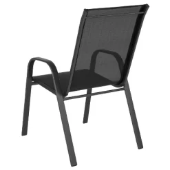 Emma And Oliver 4 Pack Outdoor Stack Chair With Flex Comfort Material - Patio Stack Chair -Outdoor Garden GUEST 54679ae8 0a28 4c3b 9a7a 5b901f66c4b0