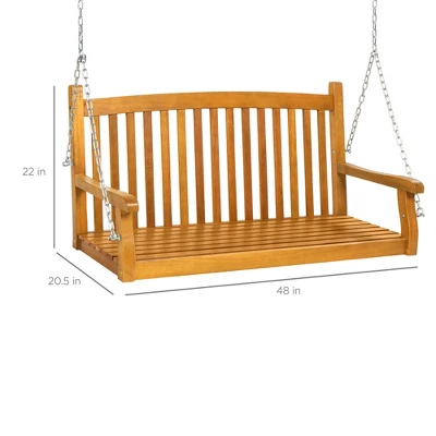 Best Choice Products 48in Wooden Curved Back Hanging Porch Swing Bench For Patio, Deck W/ Mounting Chains 6 Best Choice Products 48in Wooden Curved Back Hanging Porch Swing Bench For Patio, Deck W/ Mounting Chains - Image 6
