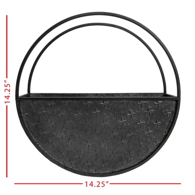 Round Black Metal Wall Planter - Foreside Home & Garden 4 Round Black Metal Wall Planter - Foreside Home & Garden - Image 4