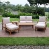 Cambridge Casual Caterina Teak Outdoor Patio Ottoman With Cushion