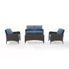 Kiawah 4pc Outdoor Wicker Conversation Set With Sofa, Arm Chairs & Coffee Table Blue - Crosley