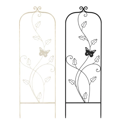 Garden Trellis-For Climbing Plants- 46-Inch White Decorative Leafy Vine & Butterfly Metal Panel-For Roses, Vegetable Plants & Flowers By Pure Garden 5 Garden Trellis-For Climbing Plants- 46-Inch White Decorative Leafy Vine & Butterfly Metal Panel-For Roses, Vegetable Plants & Flowers By Pure Garden - Image 5
