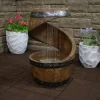 Sunnydaze Decor Sunnydaze 25"H Electric Resin Spiraling Barrel Outdoor Water Fountain With LED Lights