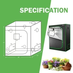 Costway 48''x24''x60'' Mylar Hydroponic Grow Tent W/Observation Window & Floor Tray GrayBlack -Outdoor Garden GUEST 56f8cb8c 38a0 4fb0 a6d4 d6d0999233e6